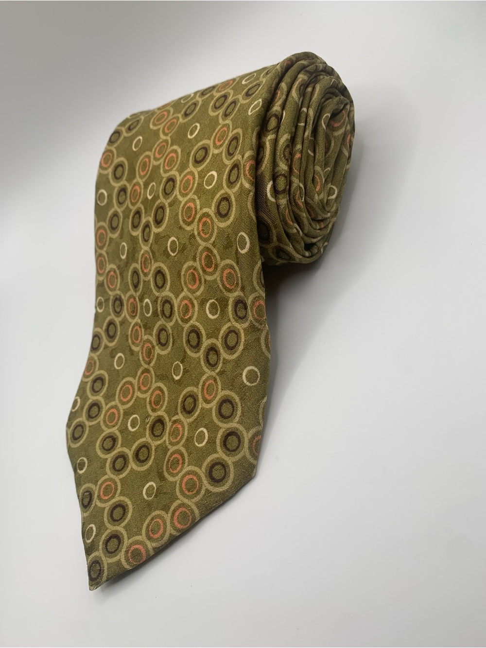 MARIO ZEGNA Olive Circle-Pattern Men's Tie